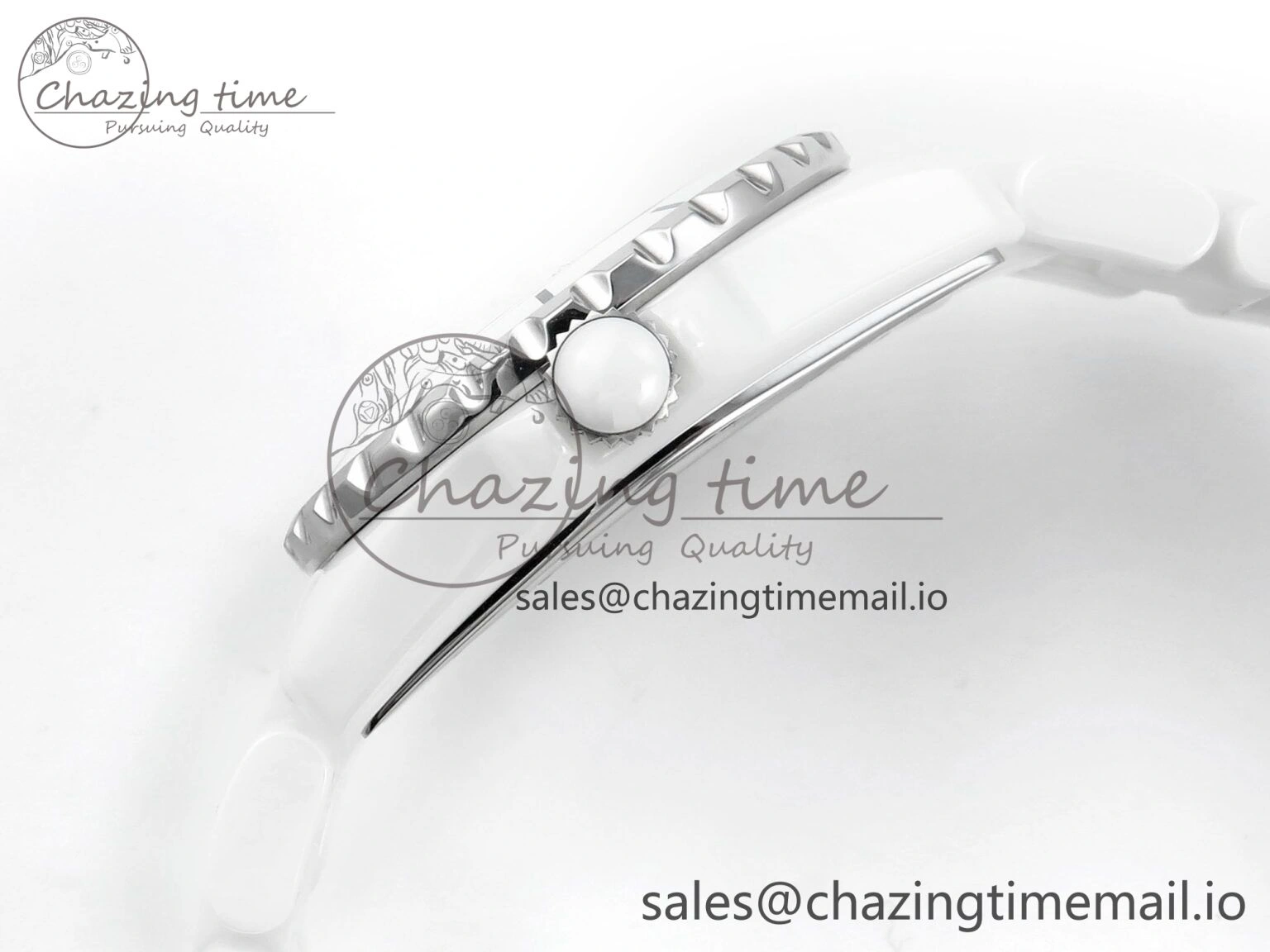 Youthful J13 33mm White Ceramic HTF 1:1 Best Edition White Dial Numbers Makers on Bracelet Swiss Quartz 6446