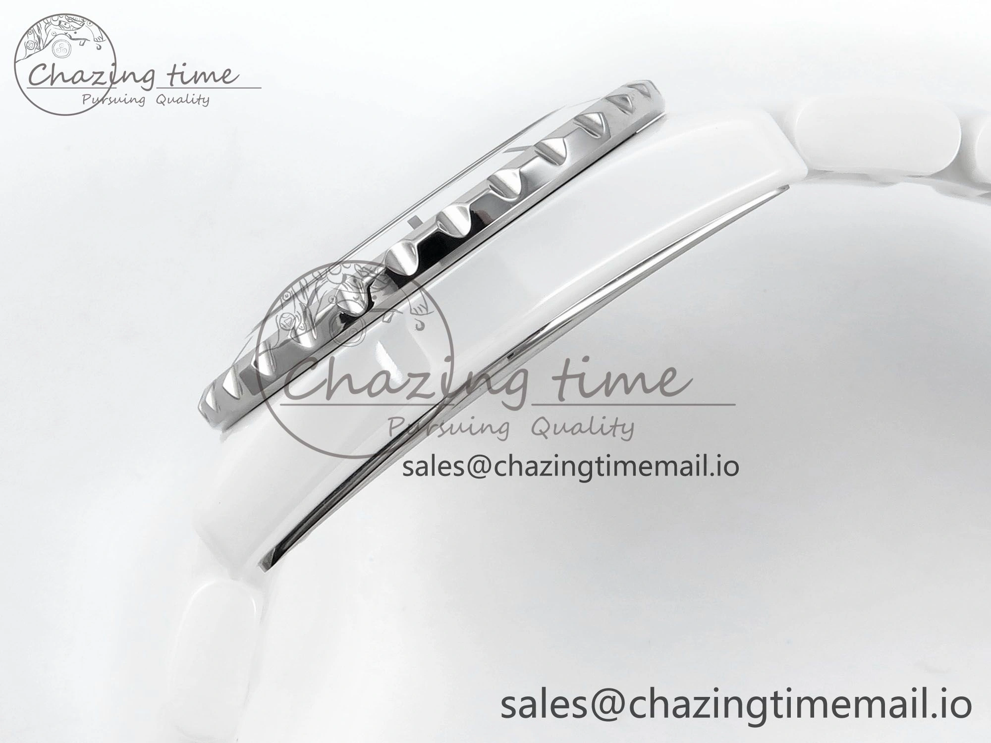 Youthful J13 33mm White Ceramic HTF 1:1 Best Edition White Dial Numbers Makers on Bracelet Swiss Quartz 6446