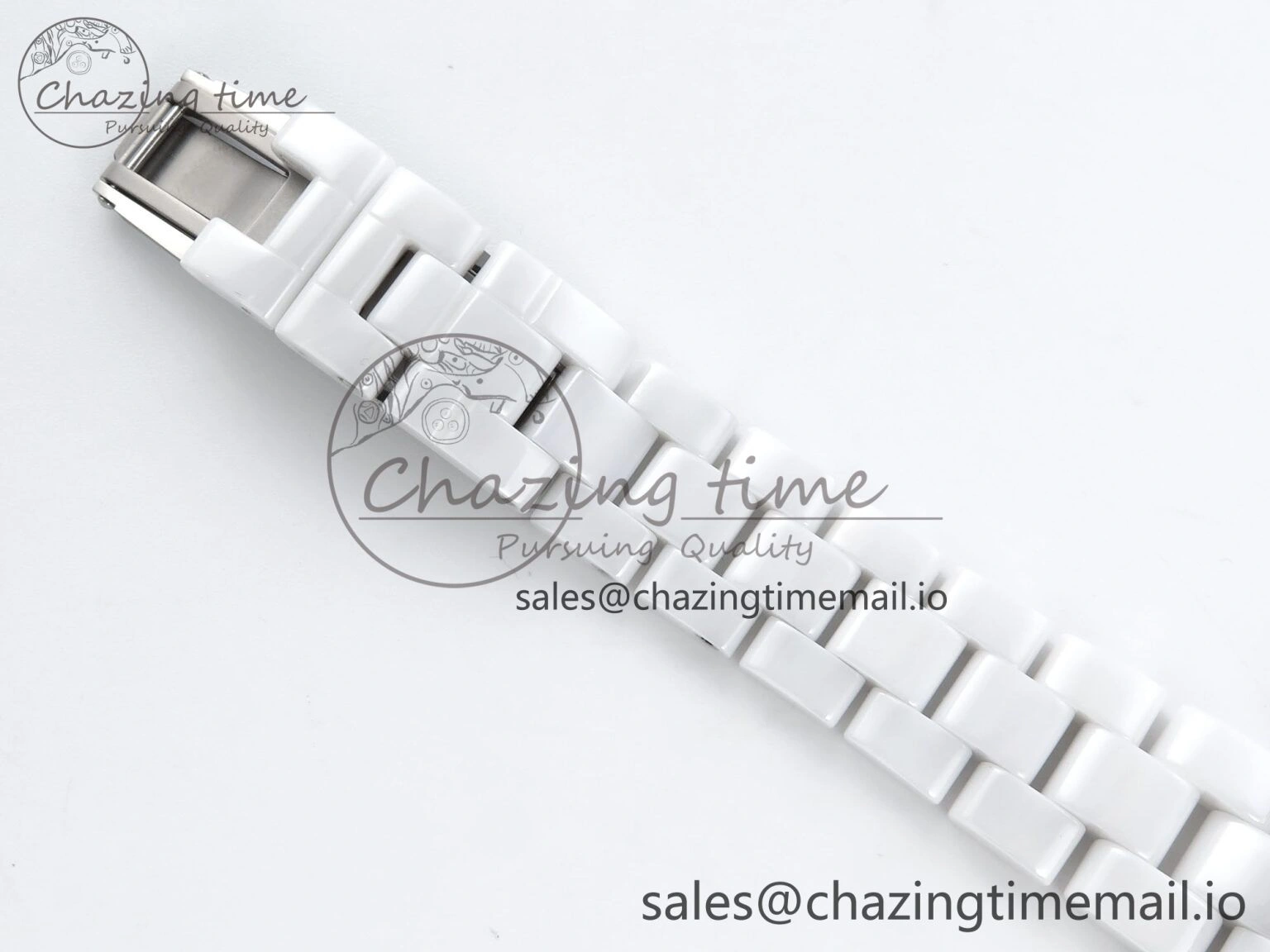 Youthful J13 33mm White Ceramic HTF 1:1 Best Edition White Dial Numbers Makers on Bracelet Swiss Quartz 6446