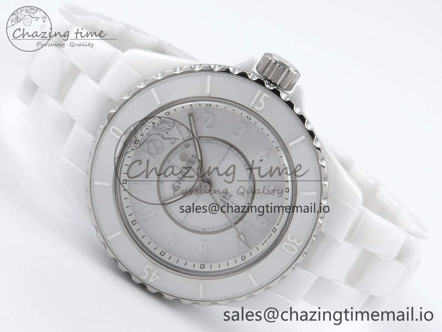 Reliable J13 33mm White Ceramic HTF 1:1 Best Edition White Dial Numbers Makers on Bracelet Swiss Quartz 6428