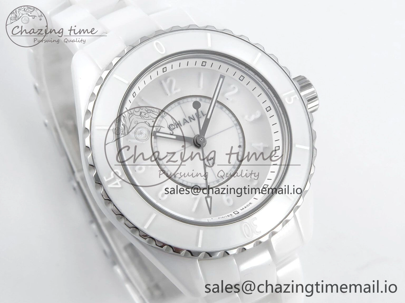 Reliable J13 33mm White Ceramic HTF 1:1 Best Edition White Dial Numbers Makers on Bracelet Swiss Quartz 6428