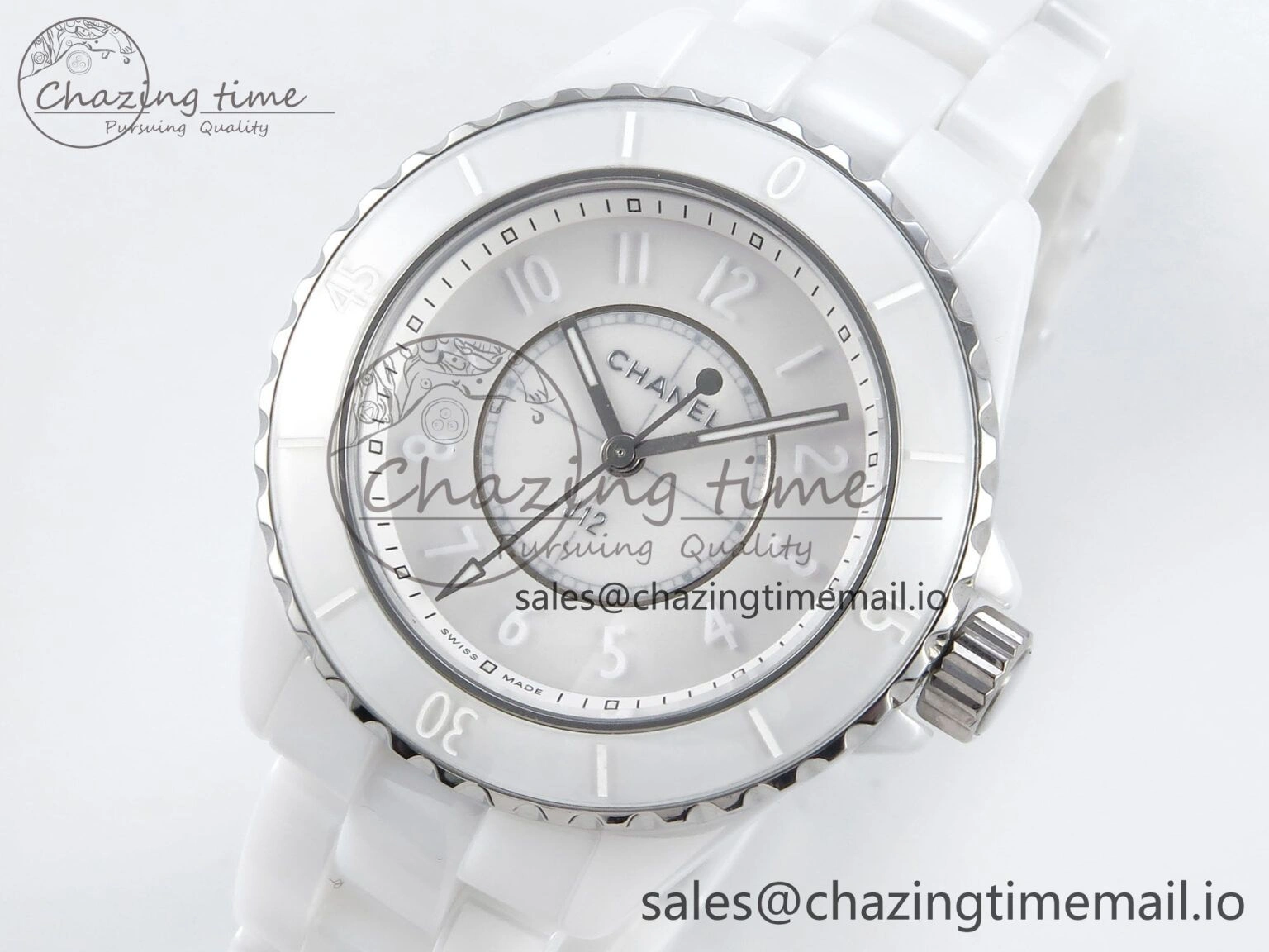 Reliable J13 33mm White Ceramic HTF 1:1 Best Edition White Dial Numbers Makers on Bracelet Swiss Quartz 6428