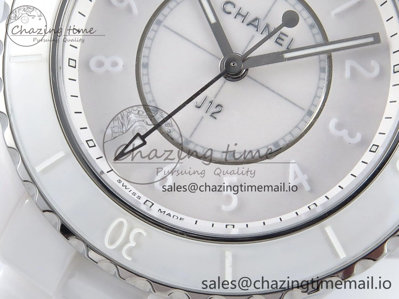 Reliable J13 33mm White Ceramic HTF 1:1 Best Edition White Dial Numbers Makers on Bracelet Swiss Quartz 6428