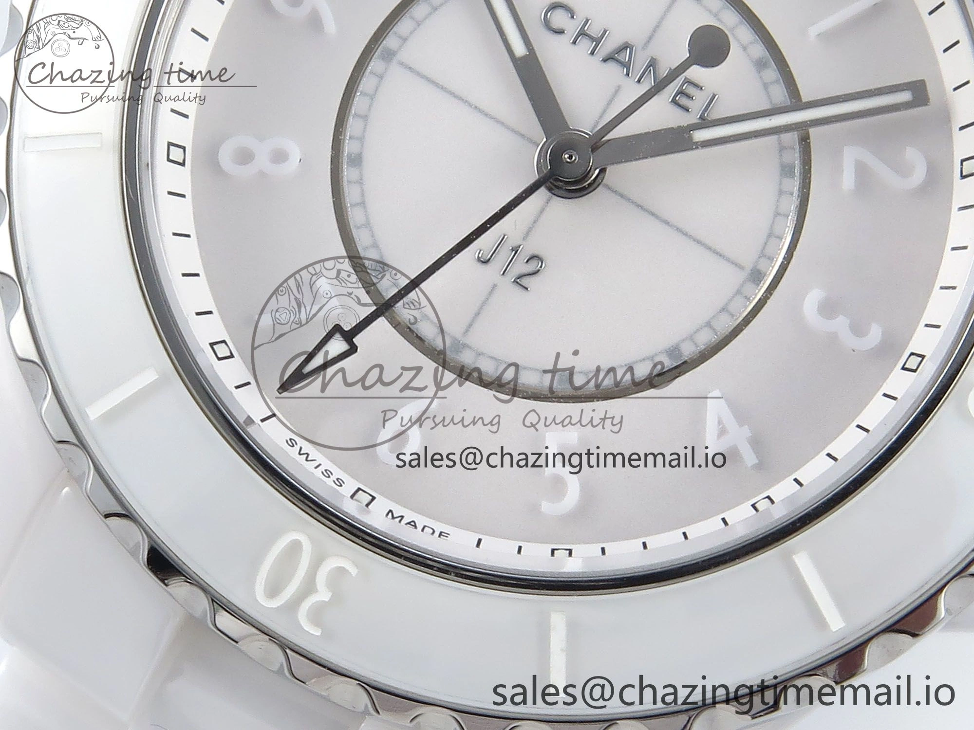 Reliable J13 33mm White Ceramic HTF 1:1 Best Edition White Dial Numbers Makers on Bracelet Swiss Quartz 6428