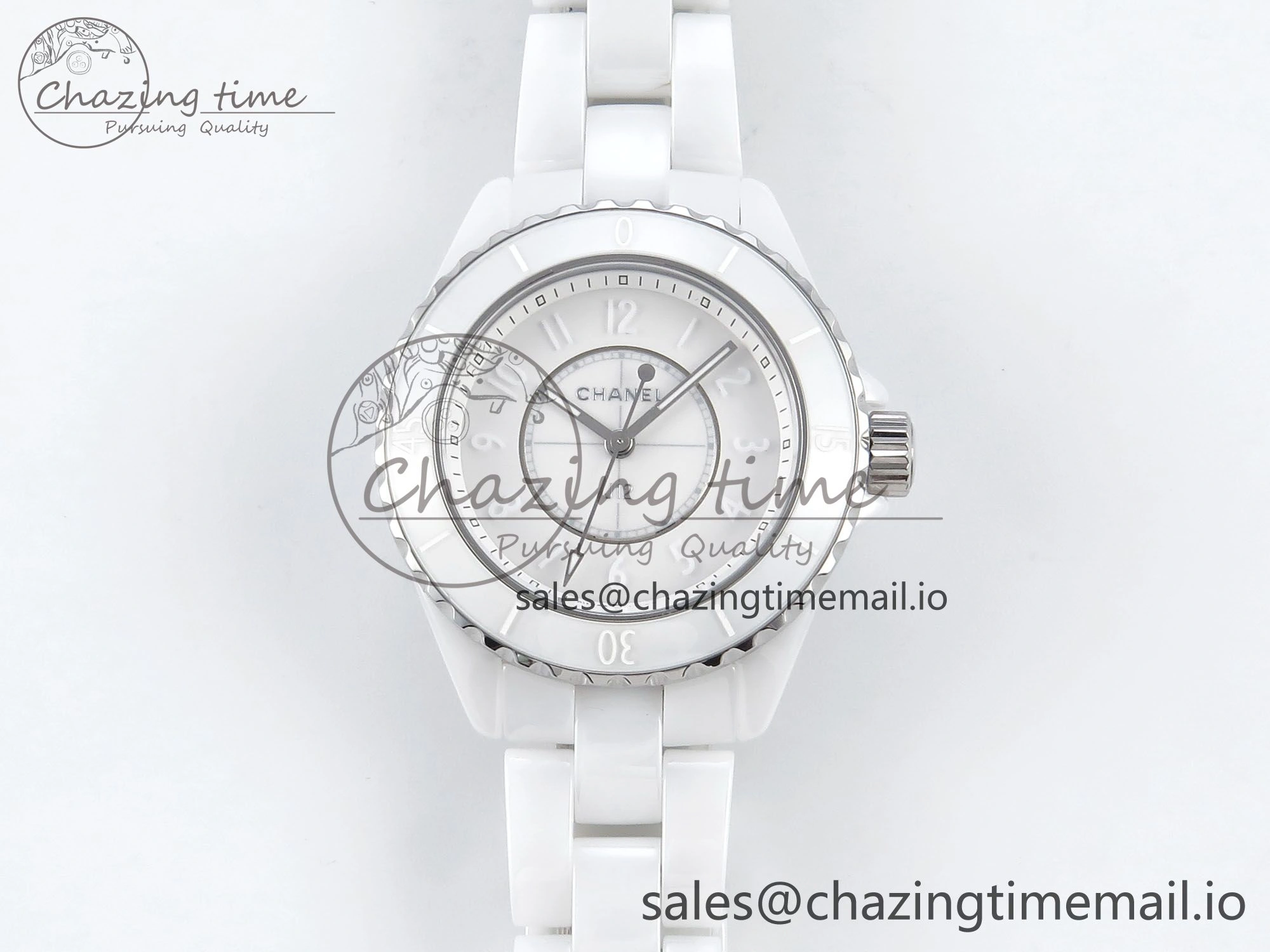 Reliable J13 33mm White Ceramic HTF 1:1 Best Edition White Dial Numbers Makers on Bracelet Swiss Quartz 6428