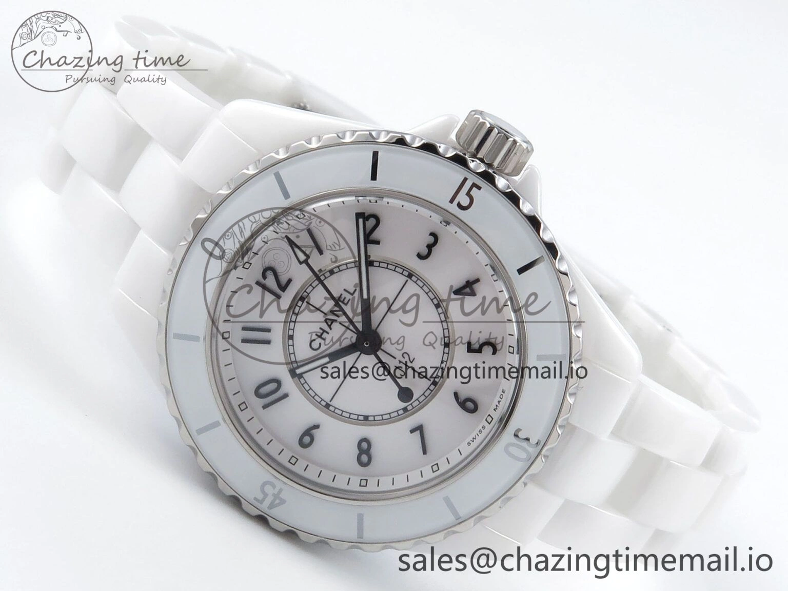 Durable J13 33mm White Ceramic HTF 1:1 Best Edition White Dial on Bracelet Swiss Quartz 6429