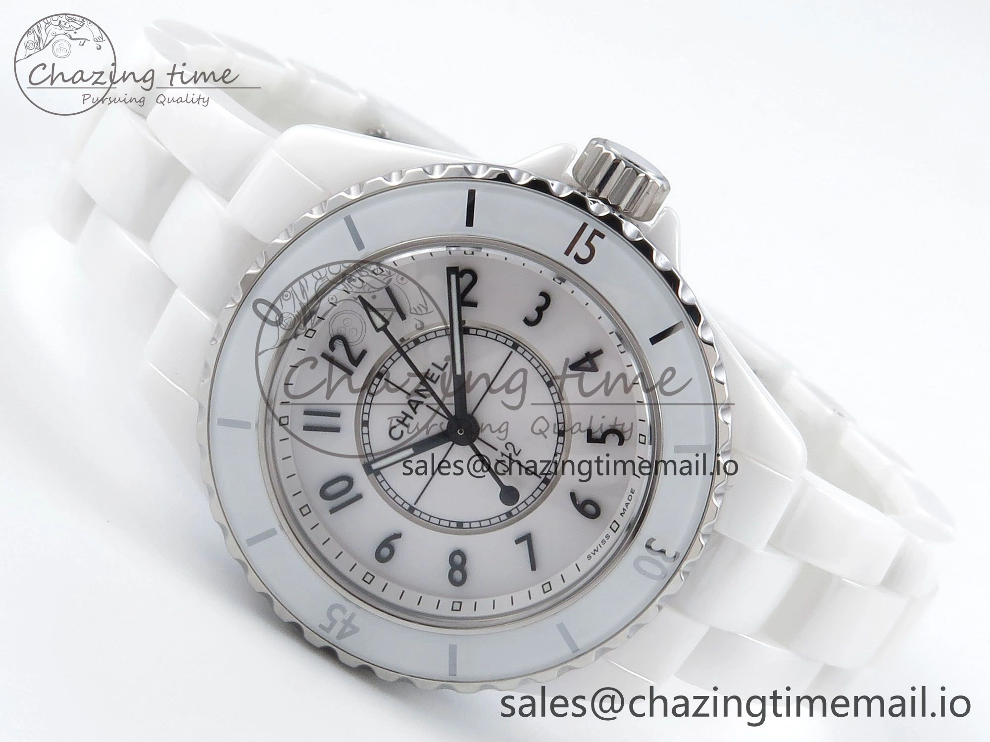 Durable J13 33mm White Ceramic HTF 1:1 Best Edition White Dial on Bracelet Swiss Quartz 6429