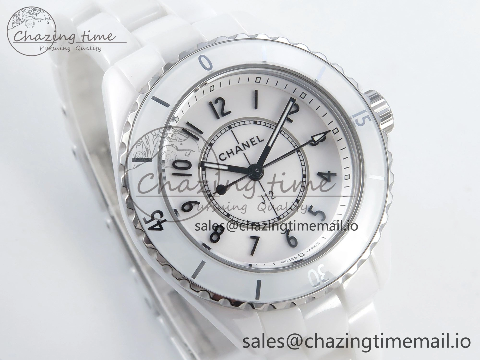 Durable J13 33mm White Ceramic HTF 1:1 Best Edition White Dial on Bracelet Swiss Quartz 6429