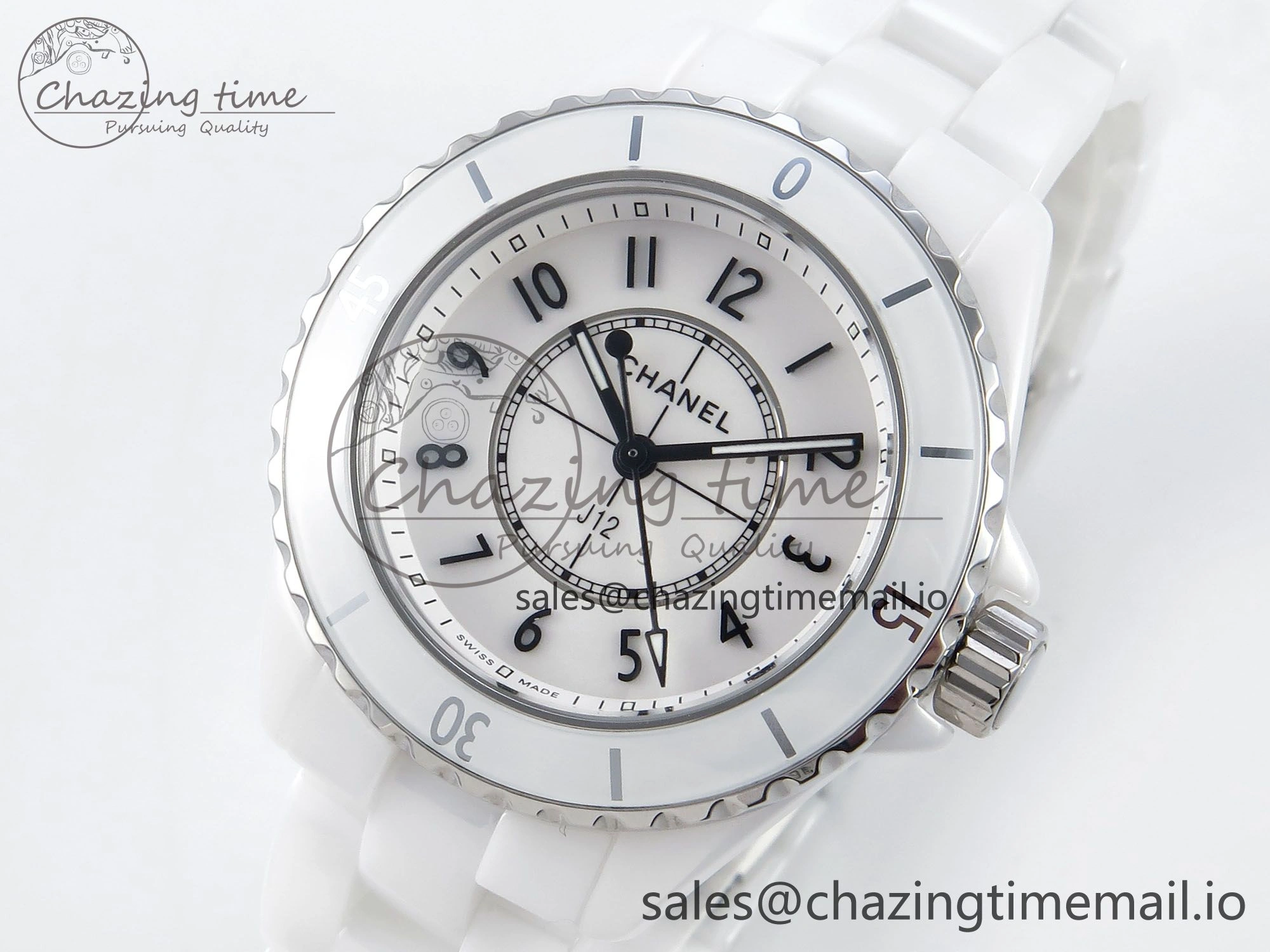 Durable J13 33mm White Ceramic HTF 1:1 Best Edition White Dial on Bracelet Swiss Quartz 6429