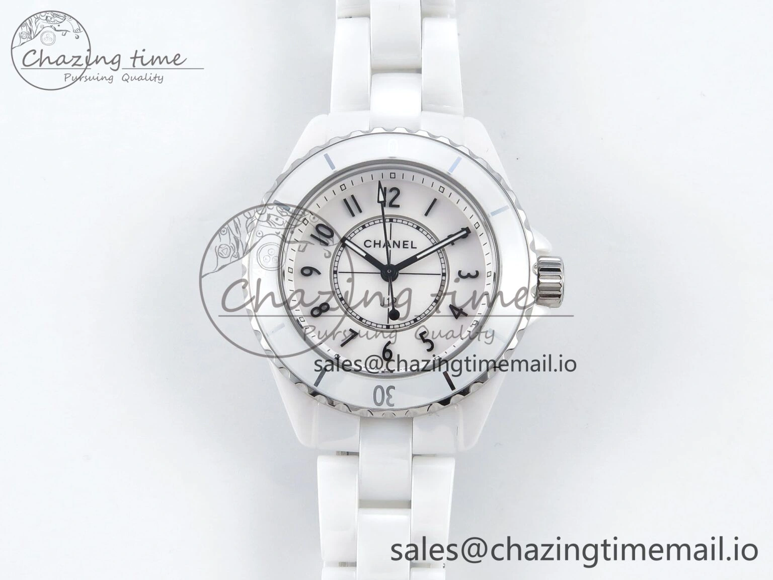Durable J13 33mm White Ceramic HTF 1:1 Best Edition White Dial on Bracelet Swiss Quartz 6429