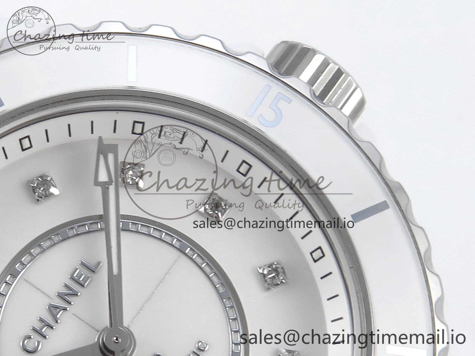 J13 33mm White Ceramic HTF 1:1 Best Edition White Diamonds Dial on Bracelet A12. Modern 6427