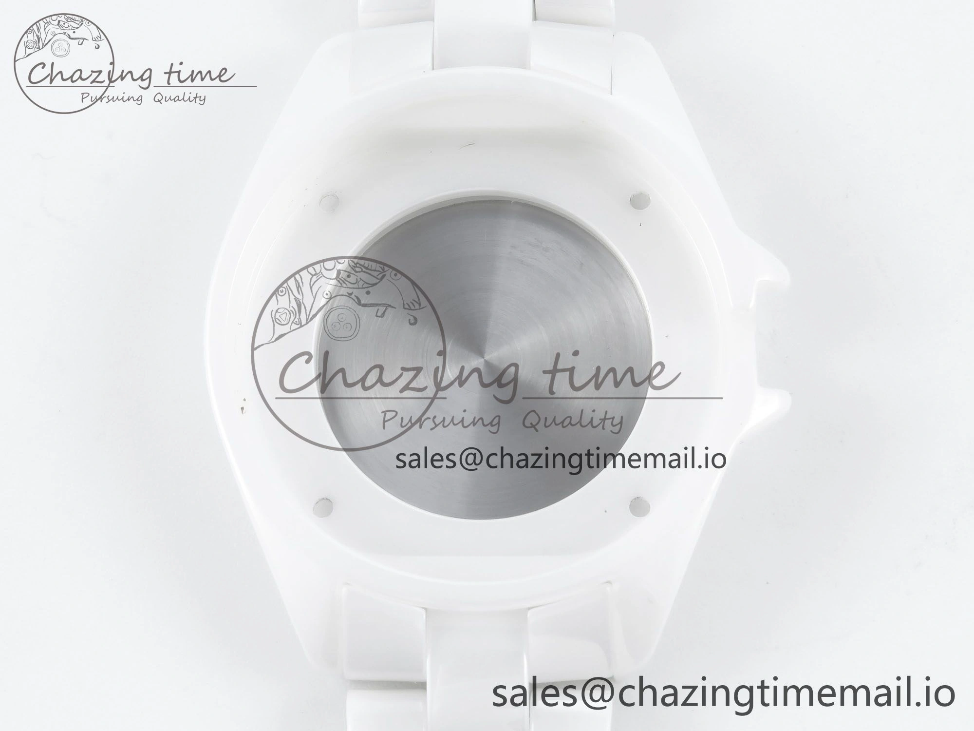 SoftTouch J13 33mm White Ceramic HTF 1:1 Best Edition White Diamonds Dial on Bracelet Swiss Quartz 6430