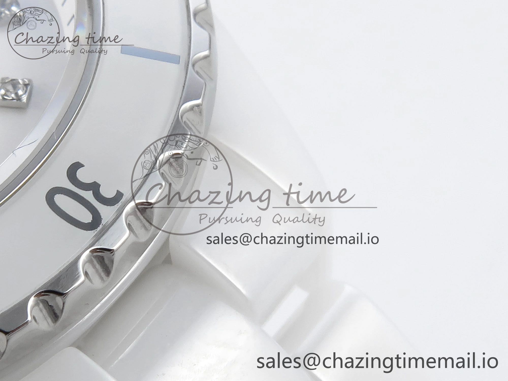 J13 33mm White Ceramic HTF 1:1 Best Edition White MOP Dial Diamonds Markers on Bracelet A12. Refined 6426