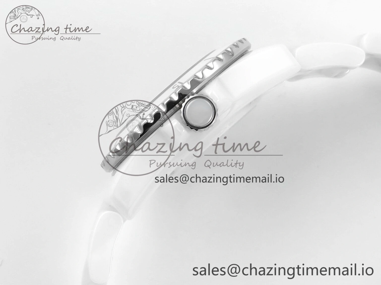 J13 33mm White Ceramic HTF 1:1 Best Edition White MOP Dial Diamonds Markers on Bracelet A12. Refined 6426