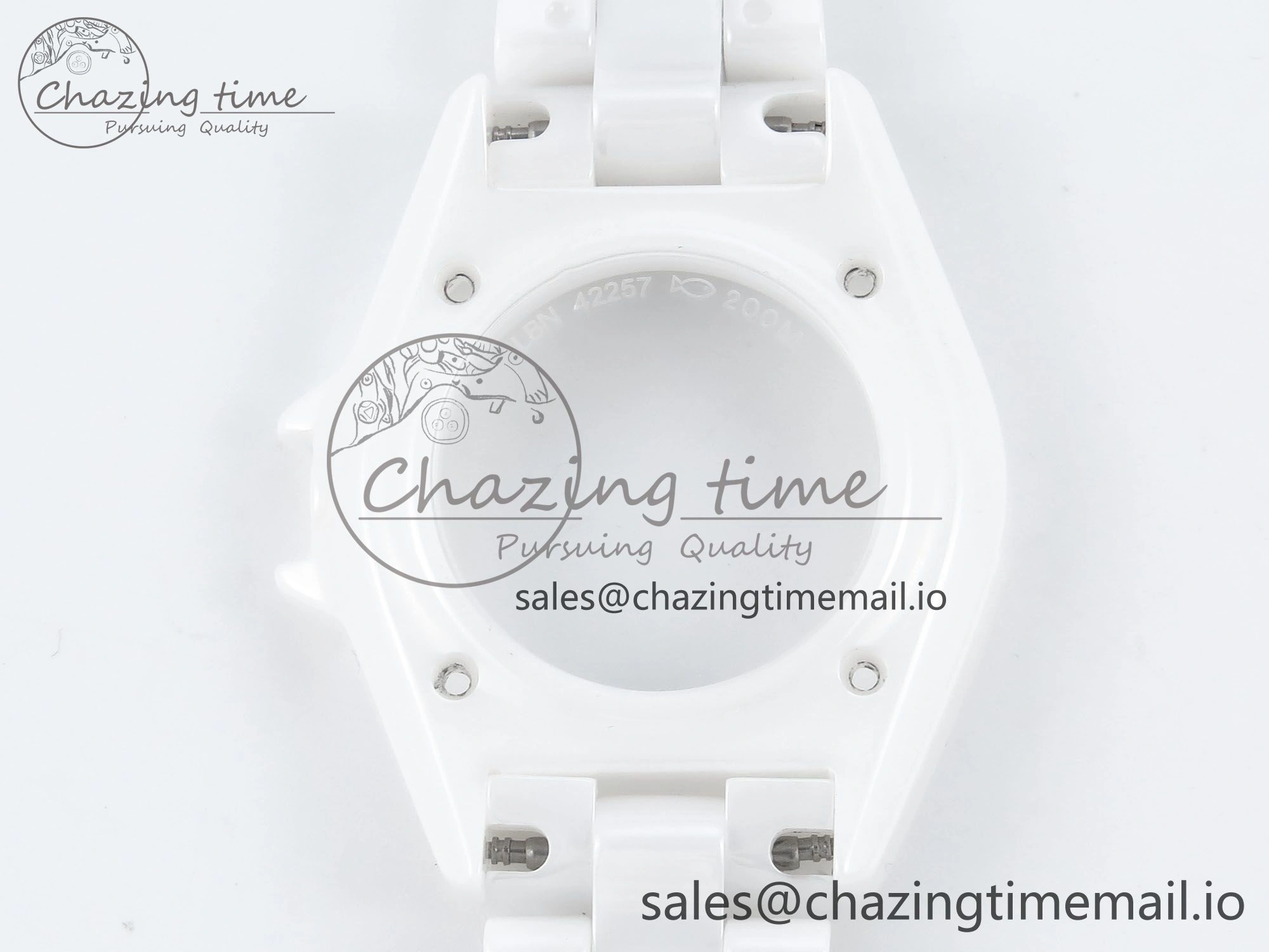 J13 33mm White Ceramic HTF 1:1 Best Edition White MOP Dial Diamonds Markers on Bracelet A12. Refined 6426