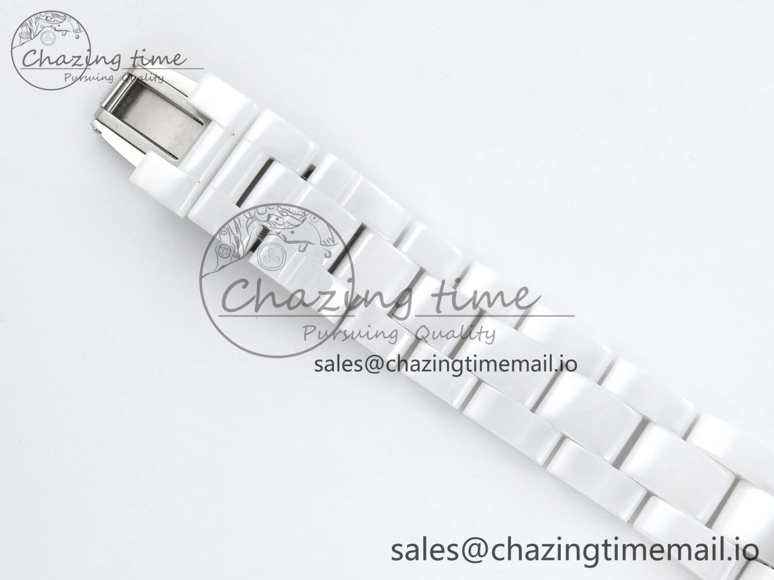 J13 33mm White Ceramic HTF 1:1 Best Edition White Black Dial on Bracelet A12. FlexibleFit 6435