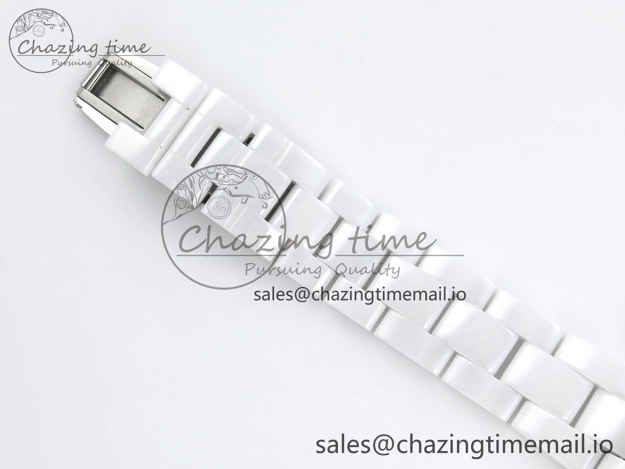 J13 33mm White Ceramic HTF 1:1 Best Edition White Black Dial on Bracelet A12. FlexibleFit 6435