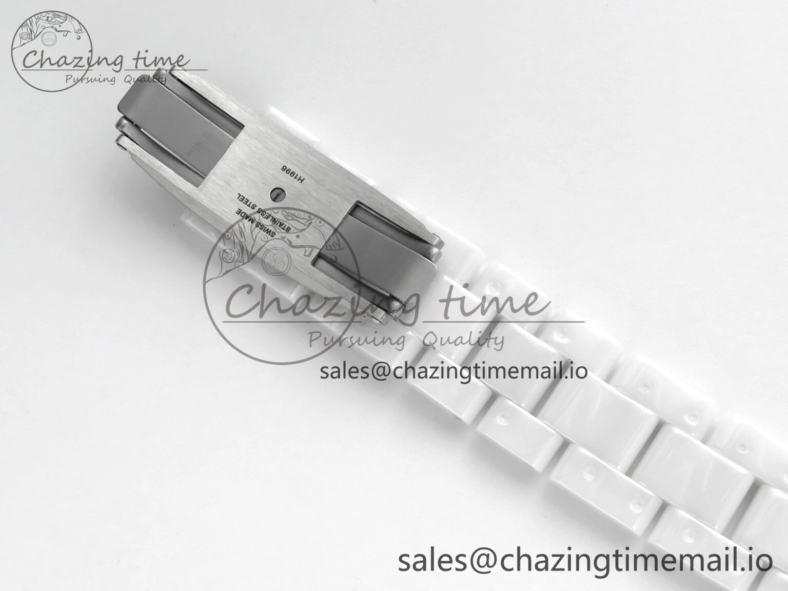 J13 33mm White Ceramic HTF 1:1 Best Edition White Black Dial on Bracelet A12. FlexibleFit 6435