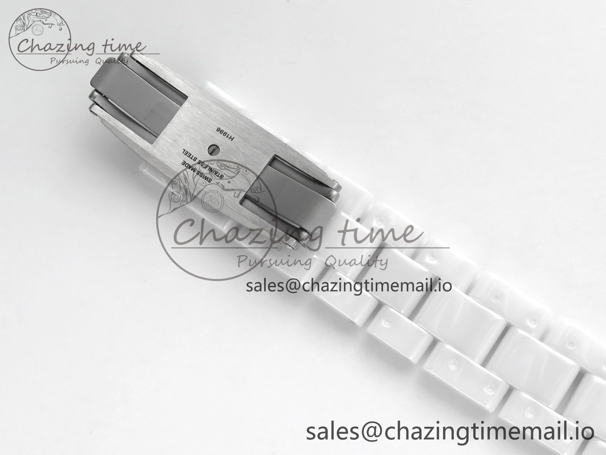 J13 33mm White Ceramic HTF 1:1 Best Edition White Black Dial on Bracelet A12. FlexibleFit 6435