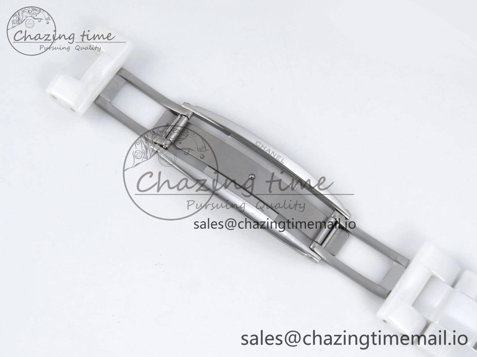 J13 33mm White Ceramic HTF 1:1 Best Edition White Black Dial on Bracelet A12. FlexibleFit 6435