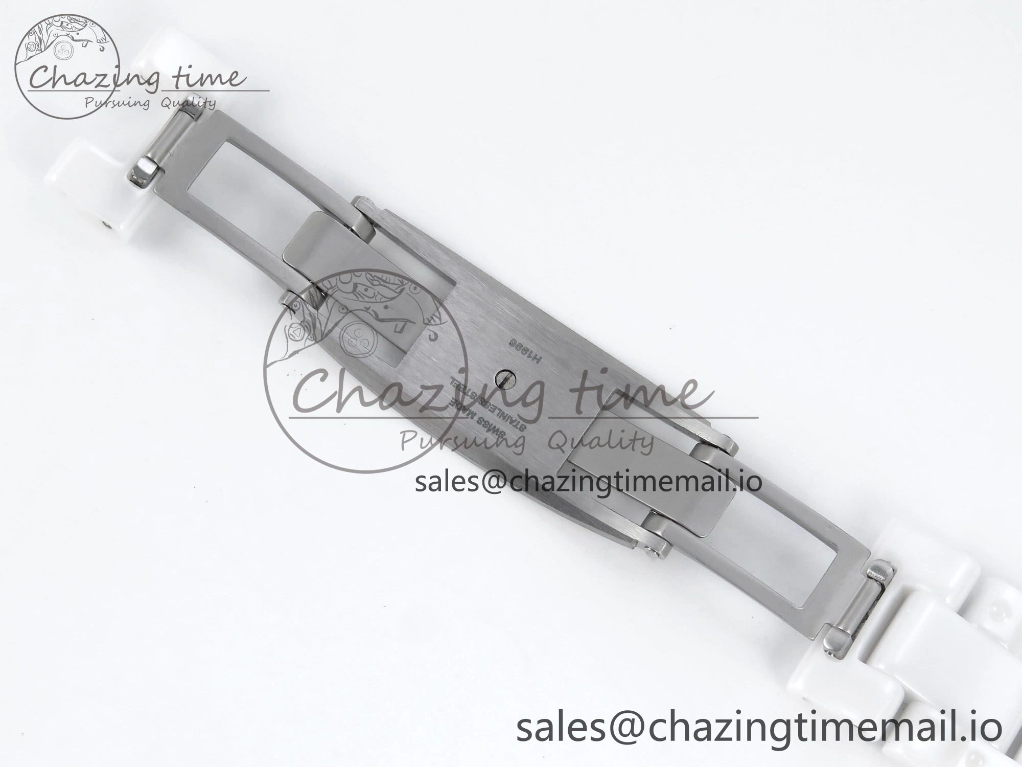 J13 33mm White Ceramic HTF 1:1 Best Edition White Black Dial on Bracelet A12. FlexibleFit 6435