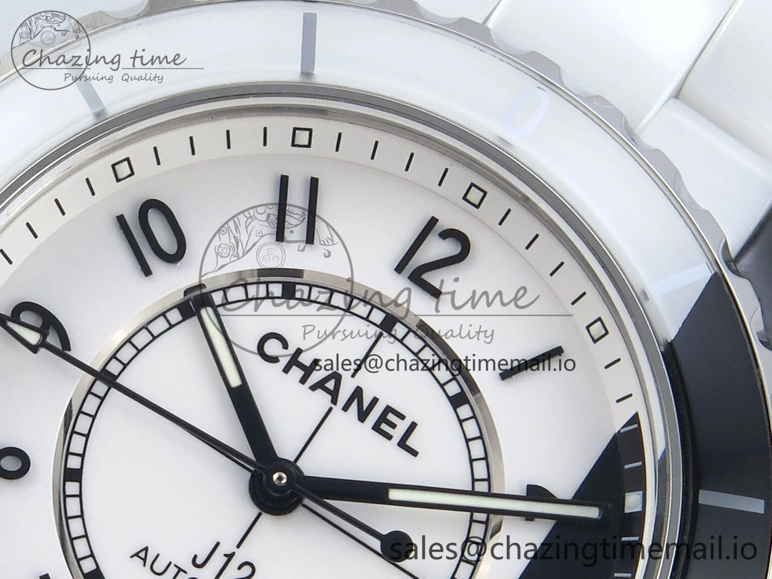 J13 33mm White Ceramic HTF 1:1 Best Edition White Black Dial on Bracelet A12. FlexibleFit 6435