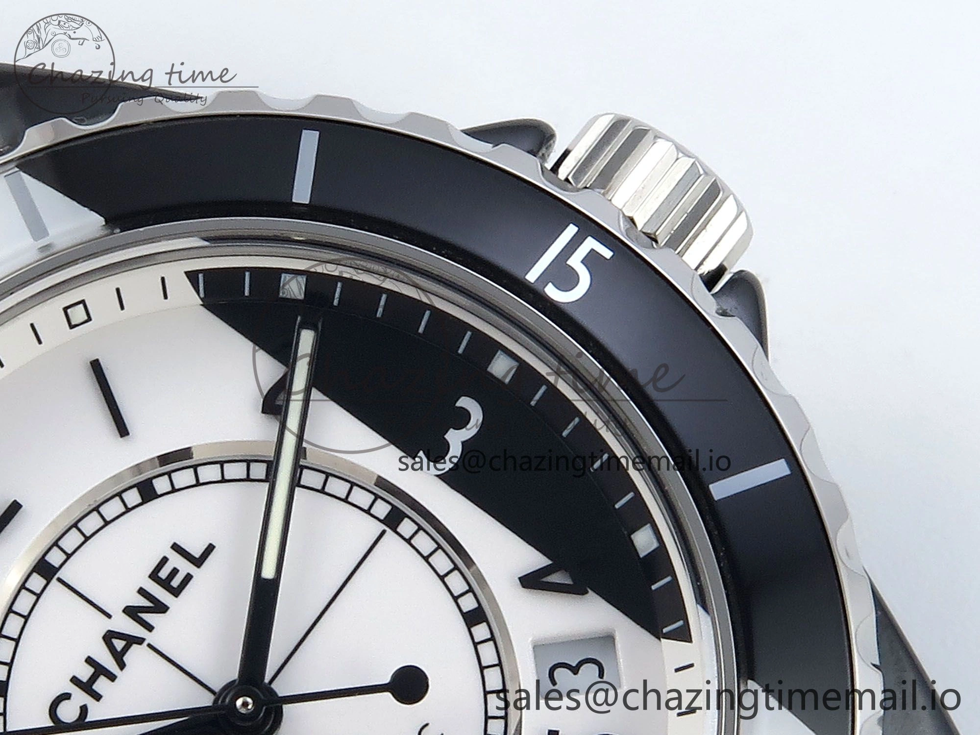J13 33mm White Ceramic HTF 1:1 Best Edition White Black Dial on Bracelet A12. FlexibleFit 6435