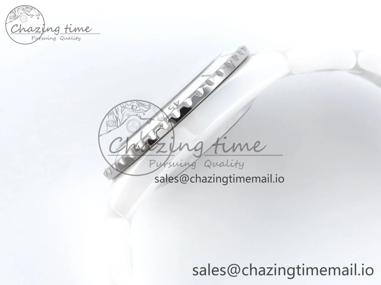 J13 33mm White Ceramic HTF 1:1 Best Edition White Black Dial on Bracelet A12. FlexibleFit 6435