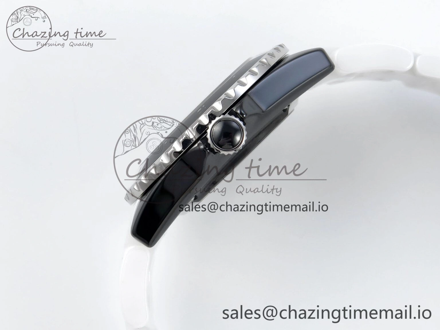 J13 33mm White Ceramic HTF 1:1 Best Edition White Black Dial on Bracelet A12. FlexibleFit 6435