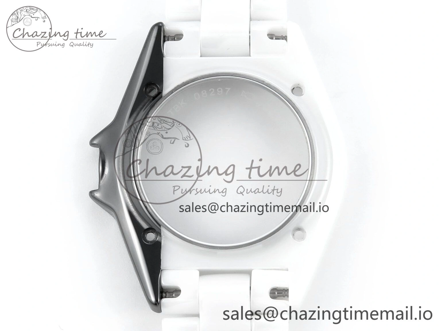 J13 33mm White Ceramic HTF 1:1 Best Edition White Black Dial on Bracelet A12. FlexibleFit 6435