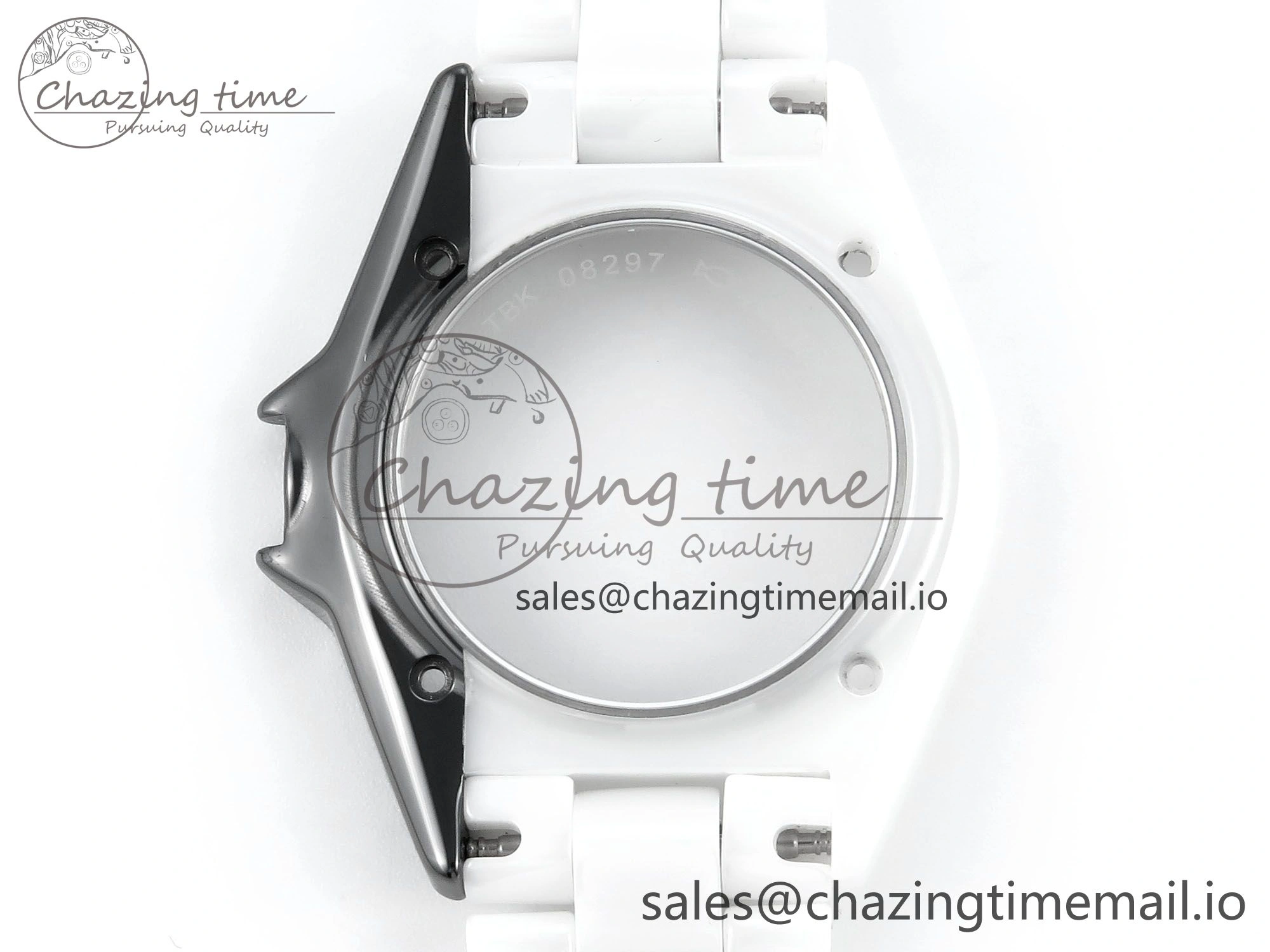 J13 33mm White Ceramic HTF 1:1 Best Edition White Black Dial on Bracelet A12. FlexibleFit 6435