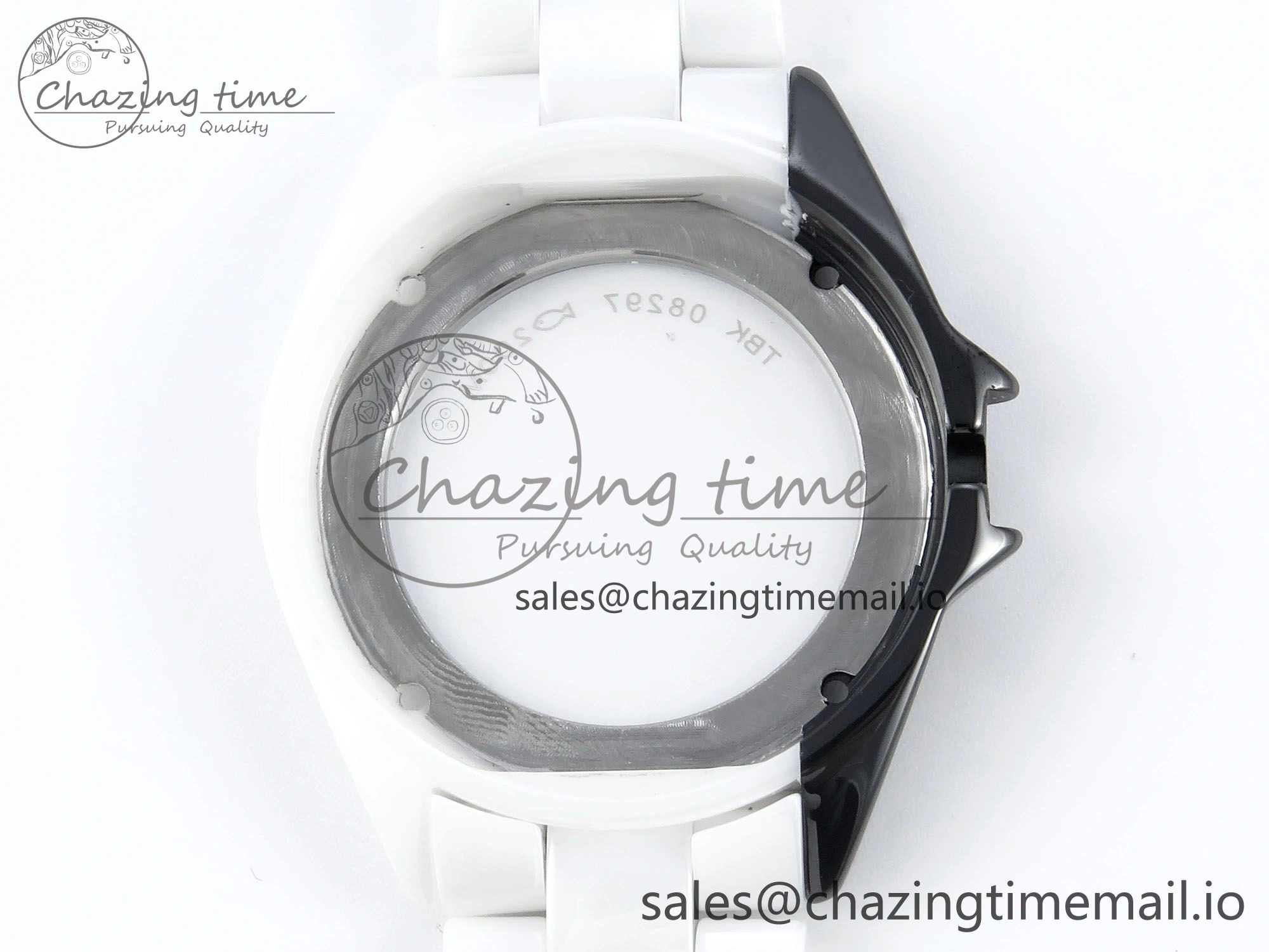 J13 33mm White Ceramic HTF 1:1 Best Edition White Black Dial on Bracelet A12. FlexibleFit 6435
