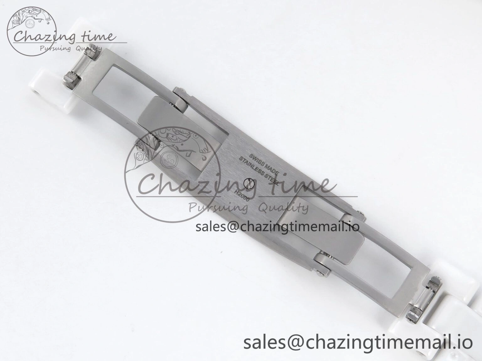 SportInspired J13 33mm White Ceramic HTF 1:1 Best Edition White Blue Dial on Bracelet Swiss Quartz 6445