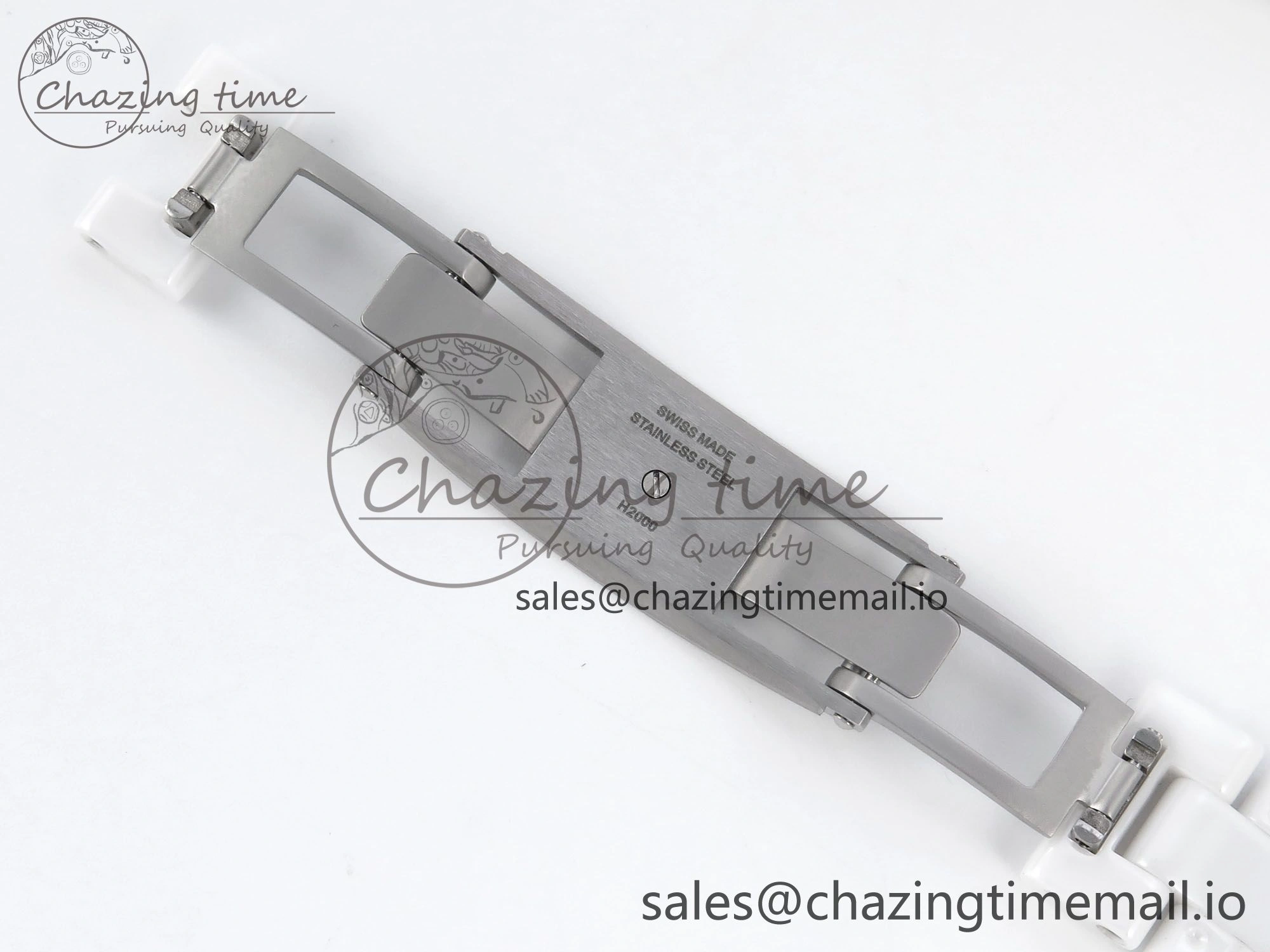 SportInspired J13 33mm White Ceramic HTF 1:1 Best Edition White Blue Dial on Bracelet Swiss Quartz 6445