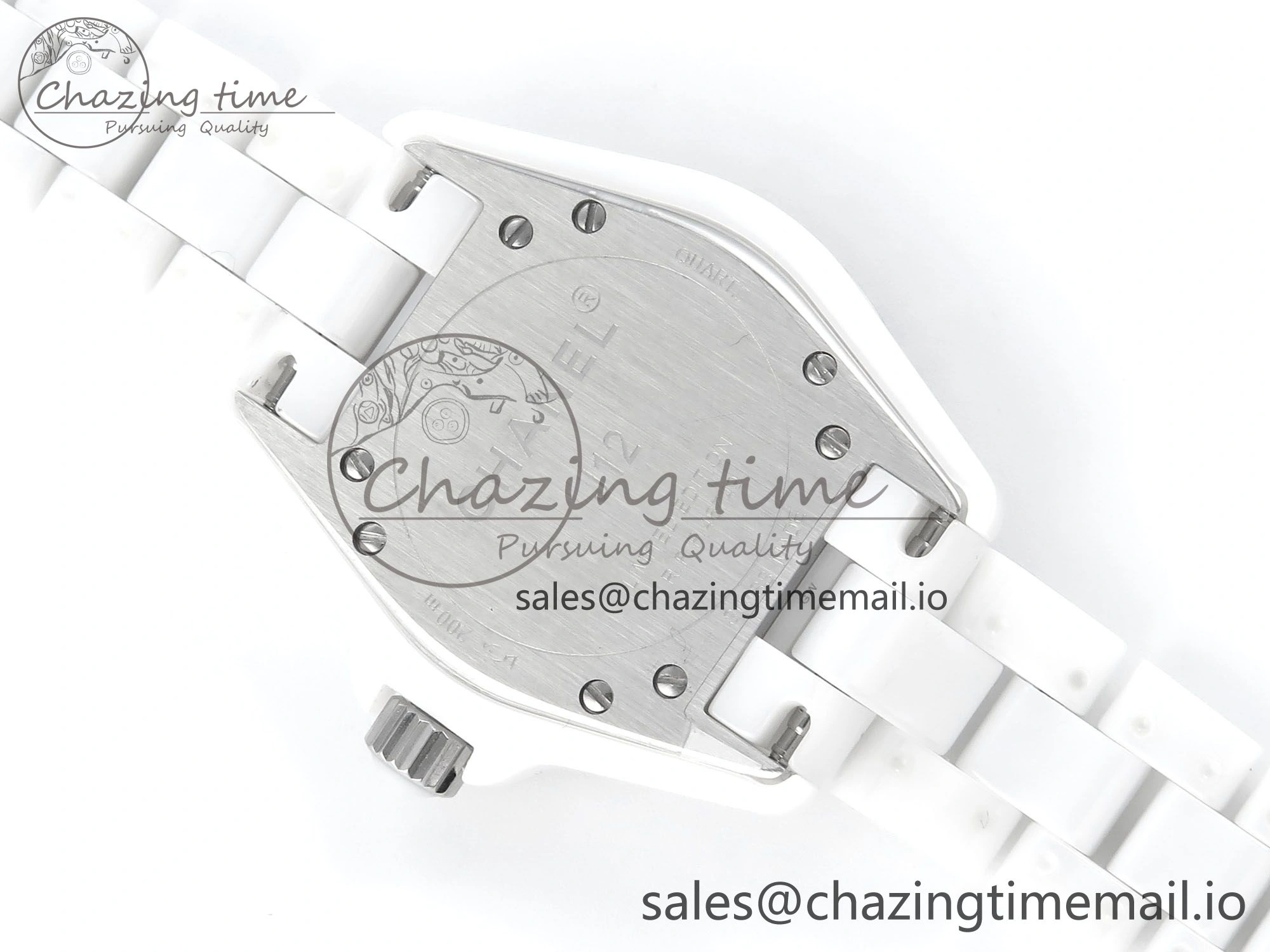 SportInspired J13 33mm White Ceramic HTF 1:1 Best Edition White Blue Dial on Bracelet Swiss Quartz 6445