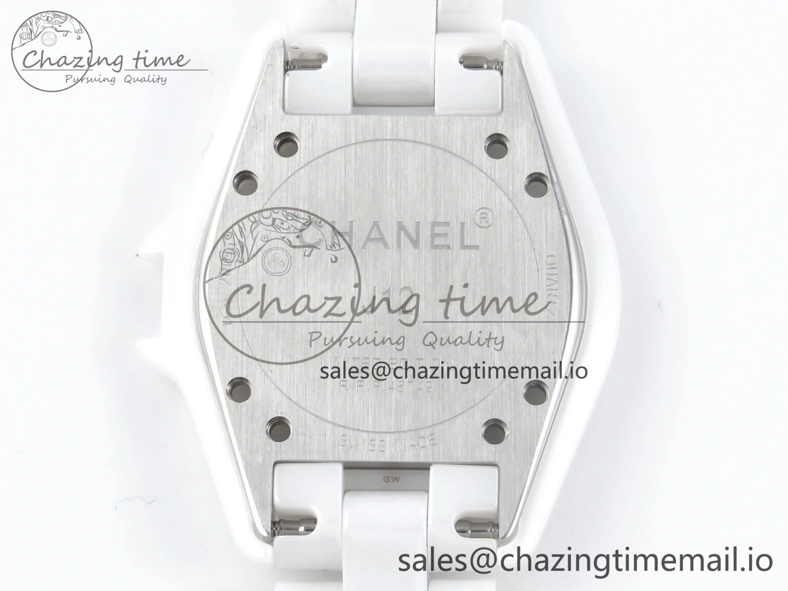 SportInspired J13 33mm White Ceramic HTF 1:1 Best Edition White Blue Dial on Bracelet Swiss Quartz 6445