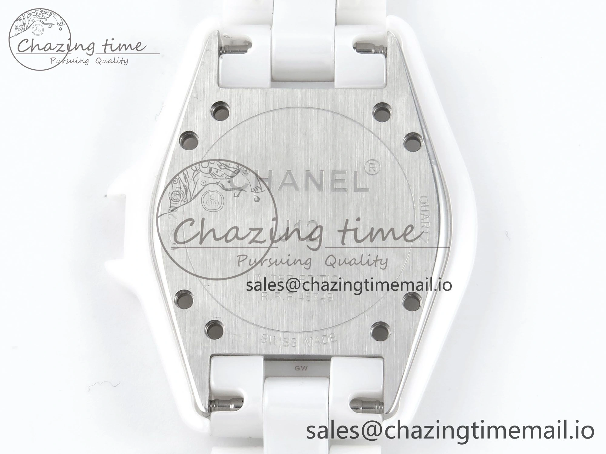 SportInspired J13 33mm White Ceramic HTF 1:1 Best Edition White Blue Dial on Bracelet Swiss Quartz 6445