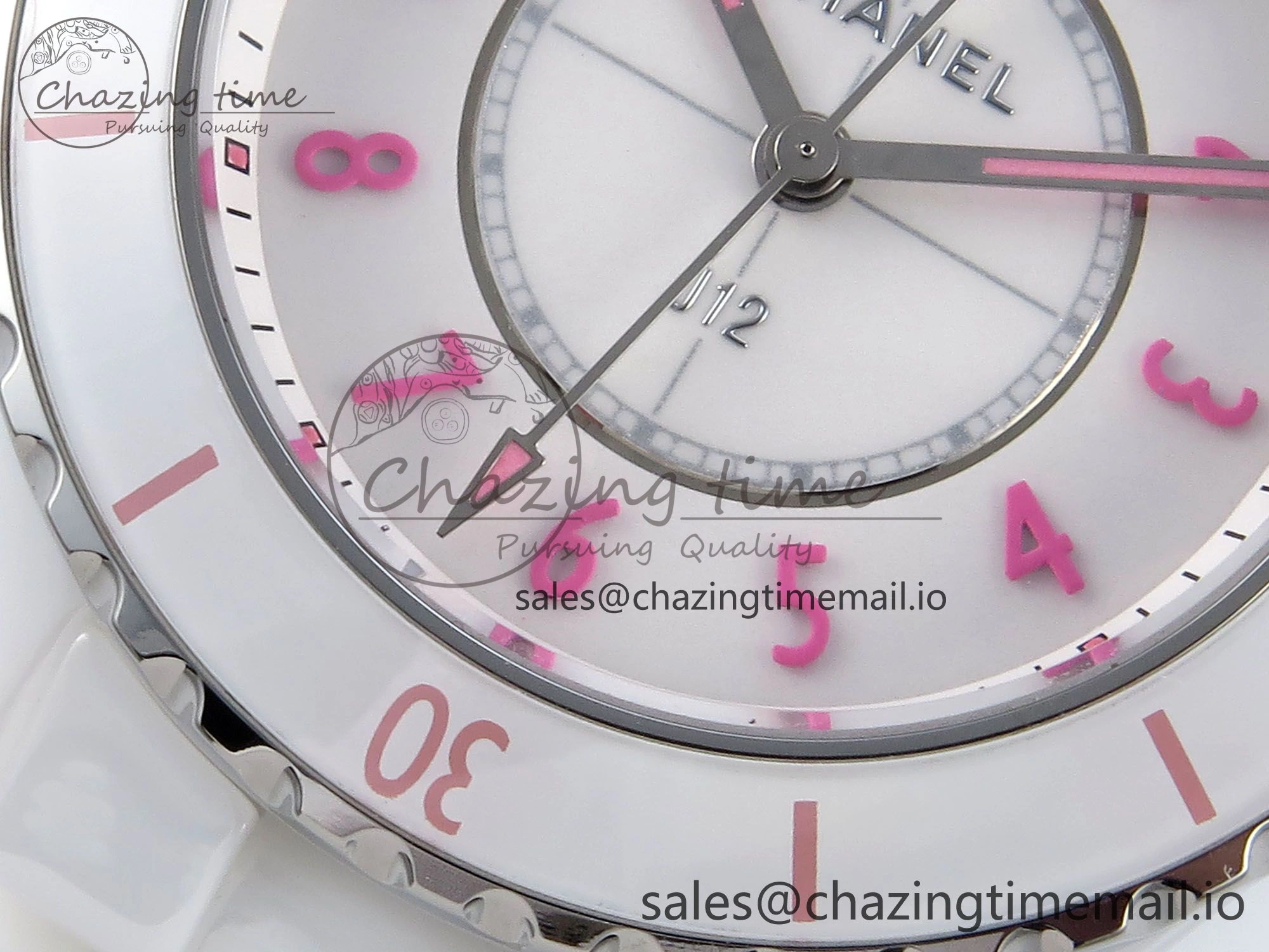 Durable J13 33mm White Ceramic HTF 1:1 Best Edition White Pink Dial on Bracelet Swiss Quartz 6433