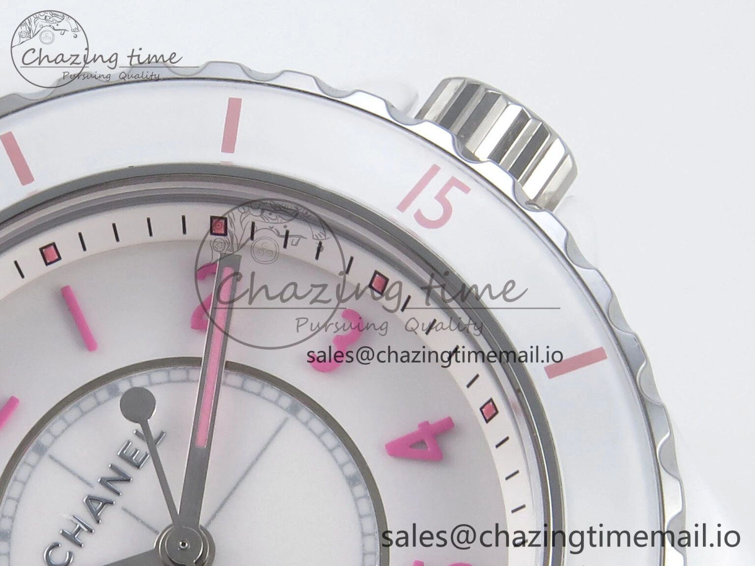 Durable J13 33mm White Ceramic HTF 1:1 Best Edition White Pink Dial on Bracelet Swiss Quartz 6433