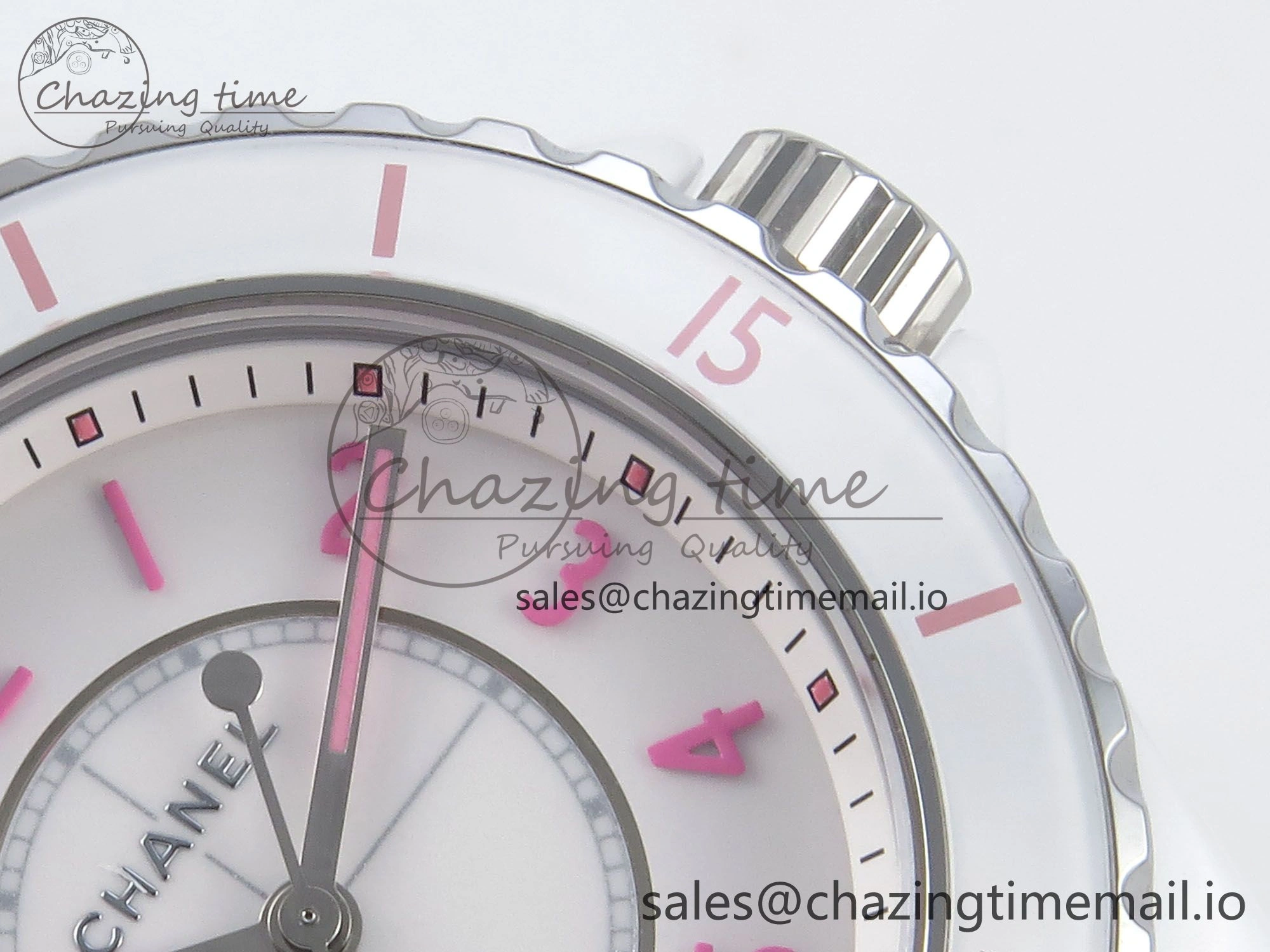 Durable J13 33mm White Ceramic HTF 1:1 Best Edition White Pink Dial on Bracelet Swiss Quartz 6433
