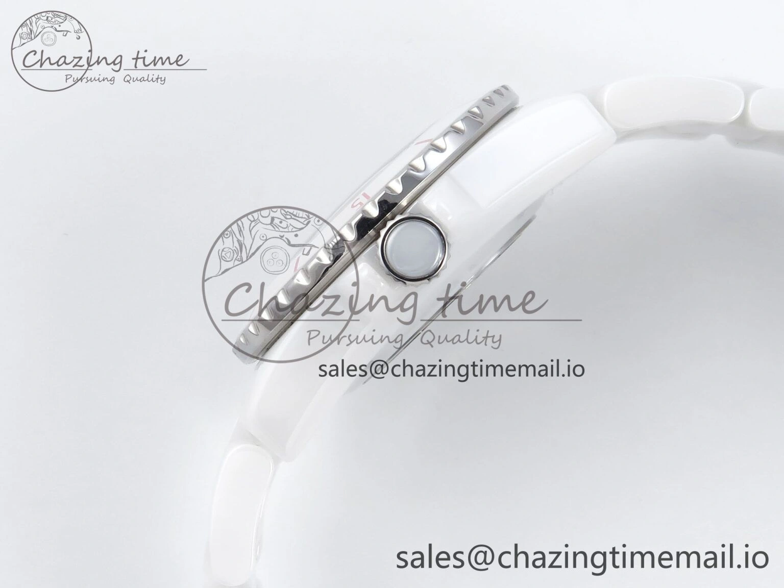 Durable J13 33mm White Ceramic HTF 1:1 Best Edition White Pink Dial on Bracelet Swiss Quartz 6433