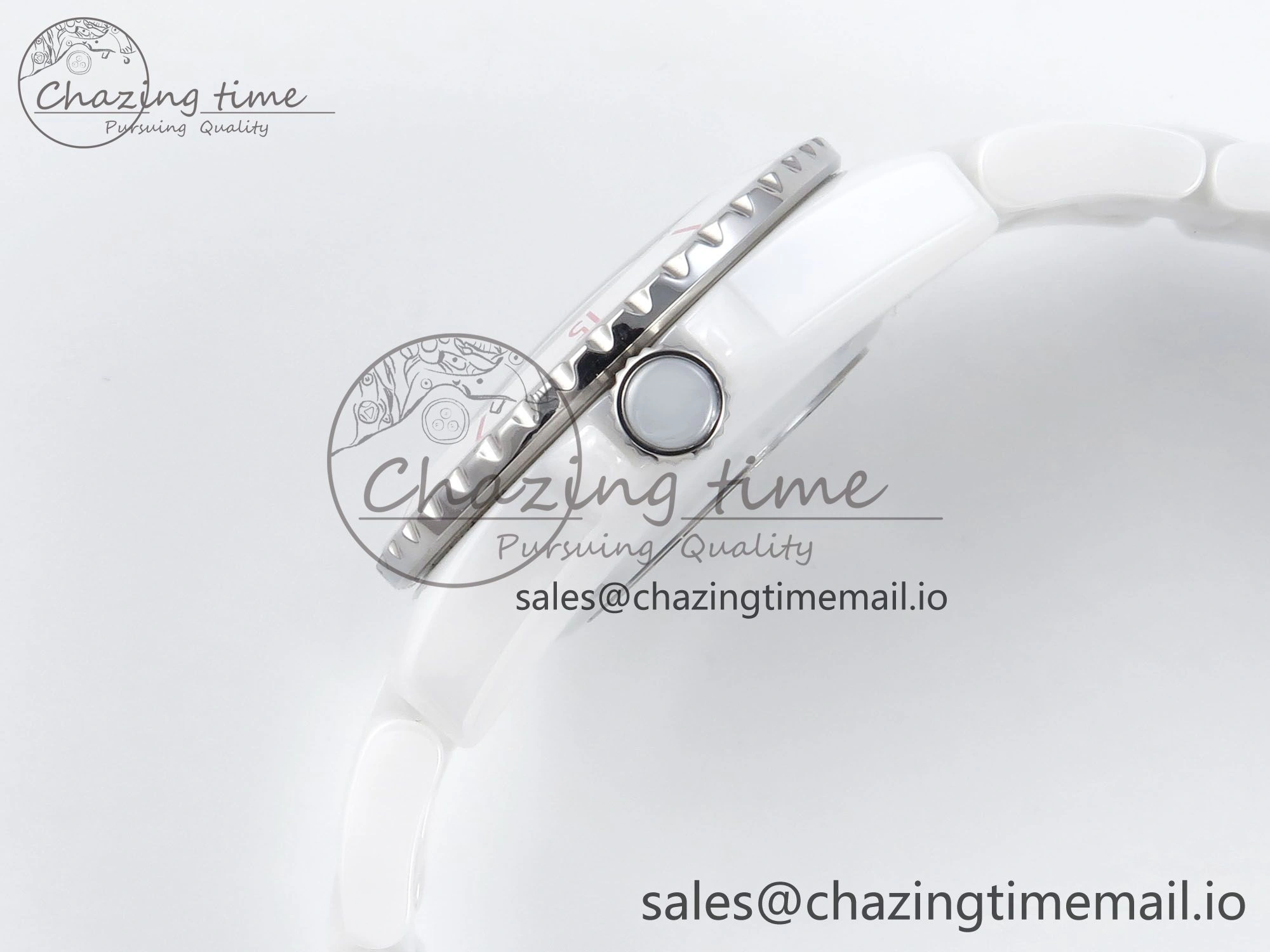 Durable J13 33mm White Ceramic HTF 1:1 Best Edition White Pink Dial on Bracelet Swiss Quartz 6433