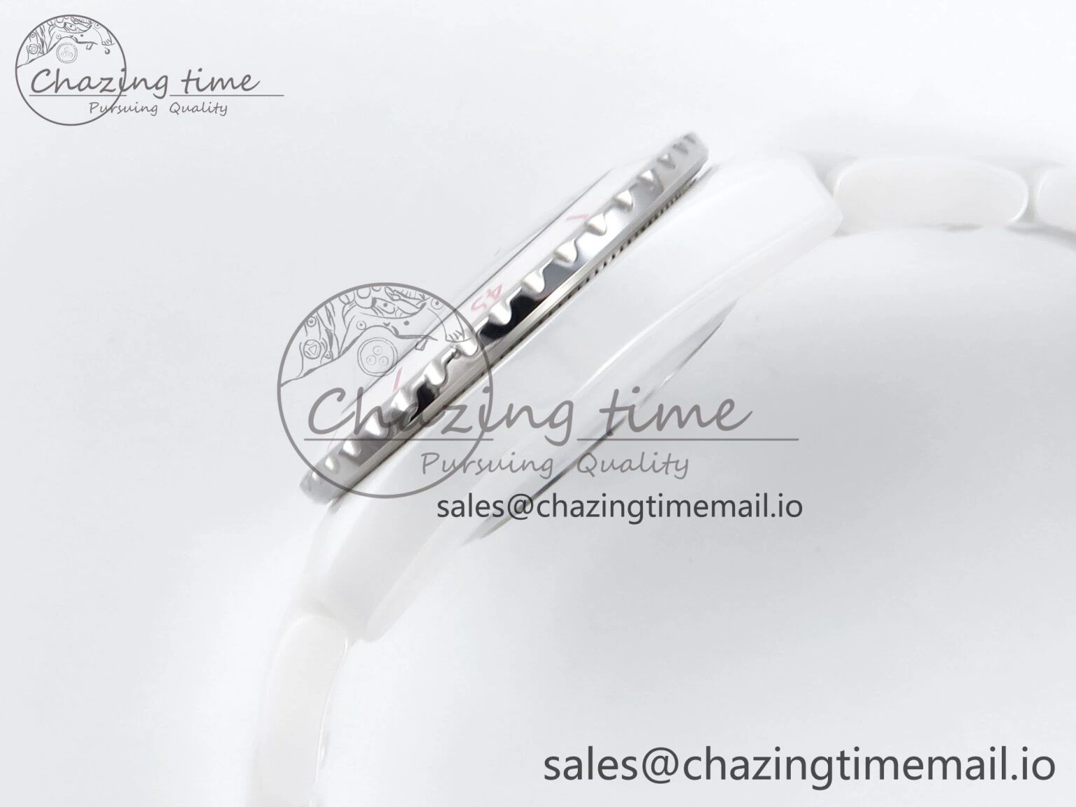 Durable J13 33mm White Ceramic HTF 1:1 Best Edition White Pink Dial on Bracelet Swiss Quartz 6433