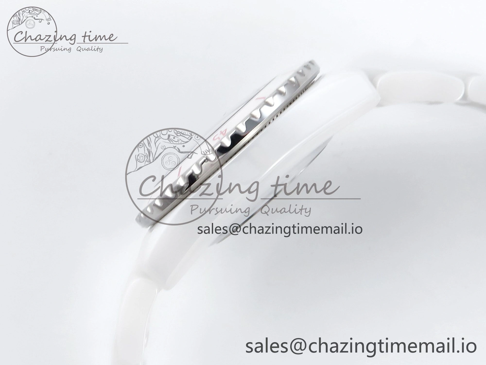 Durable J13 33mm White Ceramic HTF 1:1 Best Edition White Pink Dial on Bracelet Swiss Quartz 6433