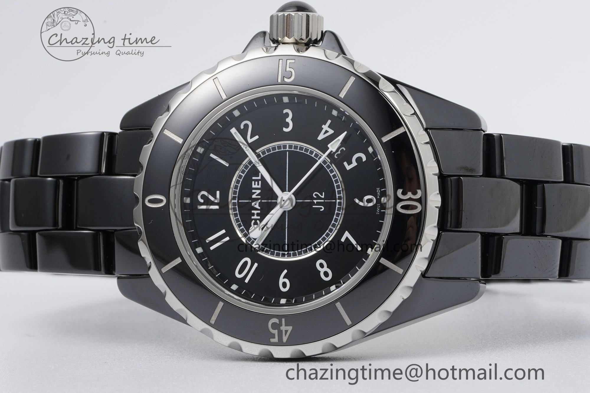 Lightweight J13 33mm XF 1:1 Best Edition Black Korea Ceramic Black Numeral Dial on Bracelet Swiss Quartz 6457