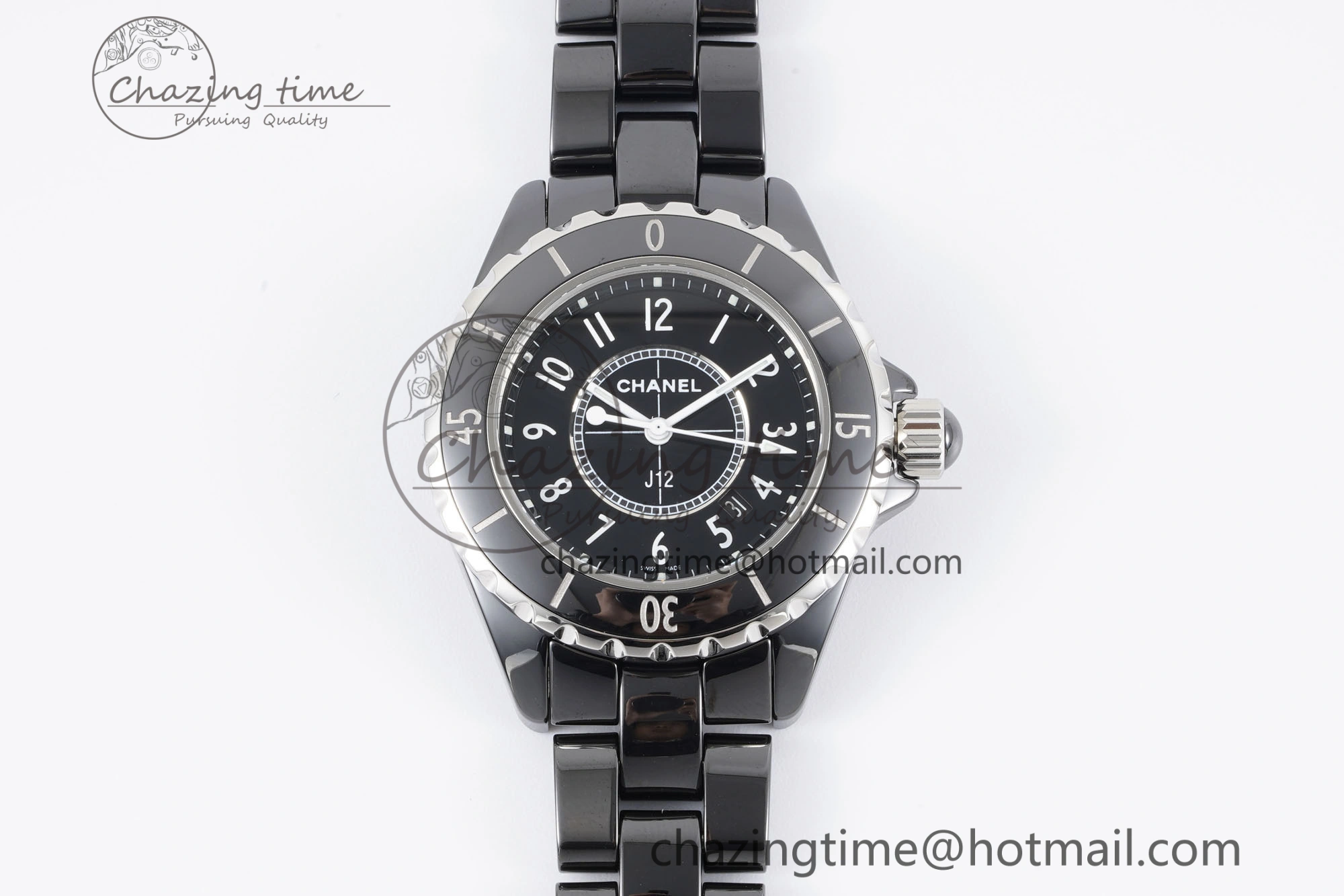 Lightweight J13 33mm XF 1:1 Best Edition Black Korea Ceramic Black Numeral Dial on Bracelet Swiss Quartz 6457