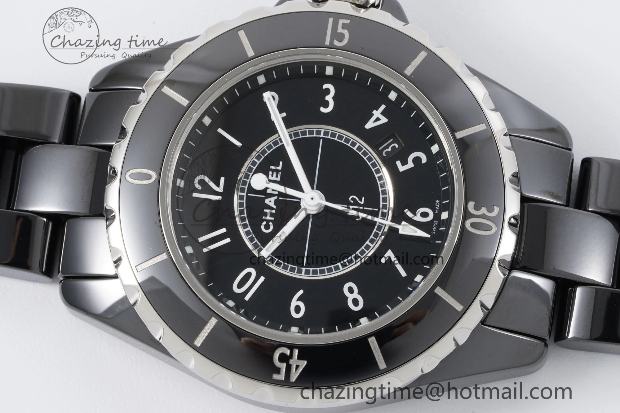 Lightweight J13 33mm XF 1:1 Best Edition Black Korea Ceramic Black Numeral Dial on Bracelet Swiss Quartz 6457