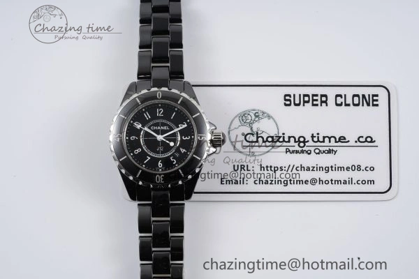 Lightweight J13 33mm XF 1:1 Best Edition Black Korea Ceramic Black Numeral Dial on Bracelet Swiss Quartz 6457