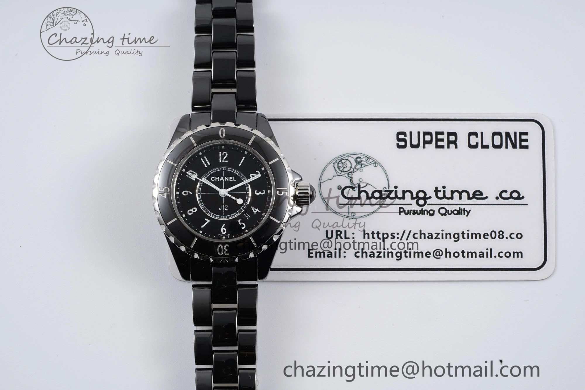 Lightweight J13 33mm XF 1:1 Best Edition Black Korea Ceramic Black Numeral Dial on Bracelet Swiss Quartz 6457