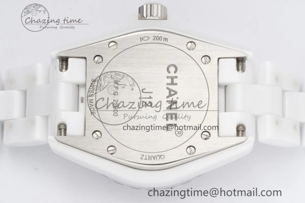 BestValue J13 33mm XF 1:1 Best Edition White Korea Ceramic Pink No Date Diamonds Dial on Bracelet Swiss Quartz 6459